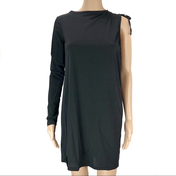 New Zara Trafaluc one shoulder black small dress - Picture 1 of 8